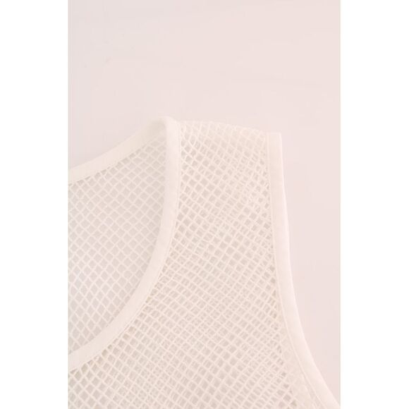 Dolce & Gabbana Mesh Sleeveless Top Round Neck Women White Tops & T-Shirts - Picture 4 of 6